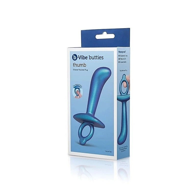B Vibe Butties Thumb Silicone Prostate Plug with Finger Ring Control - Butt Plugs