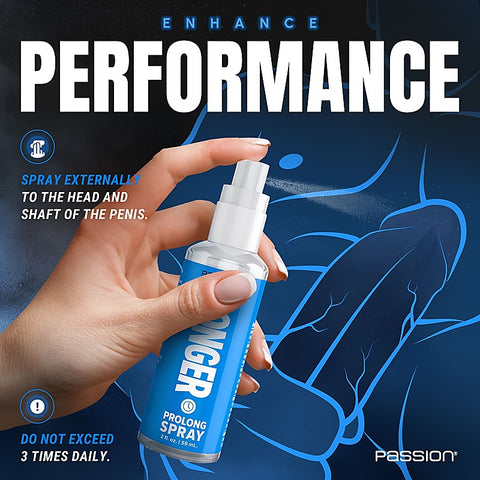 XR Brands Passion Last Longer Prolong Spray for Men 59ml with Precision Control - Delay and Excite Sprays