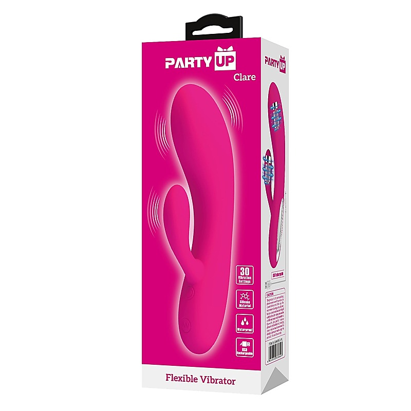 Party Up CLARE Flexible Rechargeable Rabbit Vibrator Dual Stimulation - Rabbit Vibrators