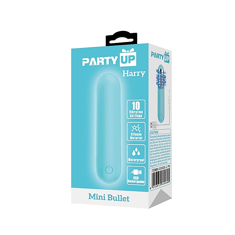 Party Up HARRY USB Rechargeable Bullet Vibrator with 10 Vibration Modes - Bullet Vibrators