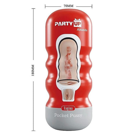 Party Up AMANDA Pocket Pussy Male Stroker with Realistic TPR Interior - Masturbators and Strokers