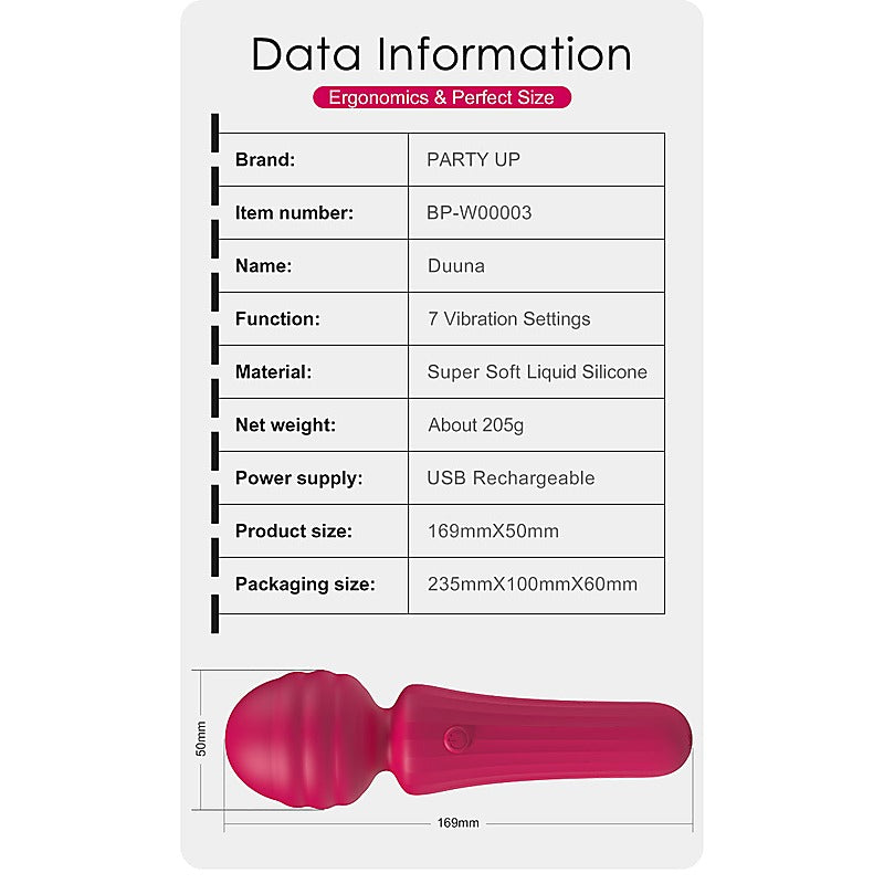 Party Up DUUNA Rechargeable Body Wand Massager Compact Powerful Vibrator - Body Wands