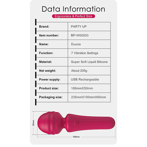 Party Up DUUNA Rechargeable Body Wand Massager Compact Powerful Vibrator - Body Wands