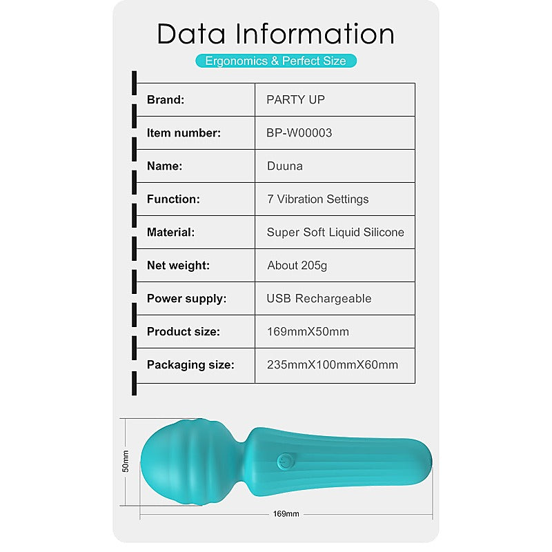 Party Up DUUNA Rechargeable Body Wand Massager Compact Powerful Vibrator - Body Wands