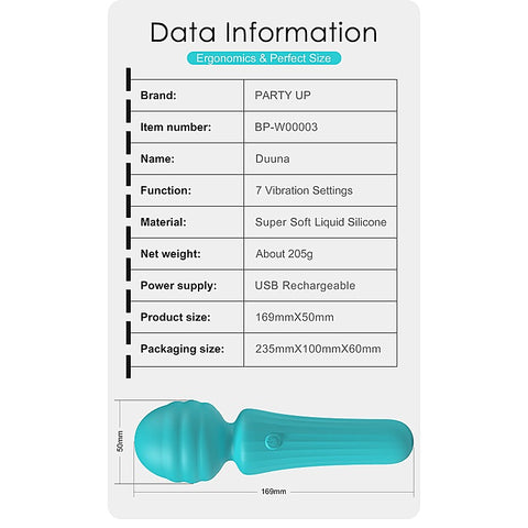 Party Up DUUNA Rechargeable Body Wand Massager Compact Powerful Vibrator - Body Wands