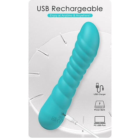 Party Up JAYLEI USB Rechargeable G Spot Vibrator Curved Design Ribbed - G-Spot Vibrators