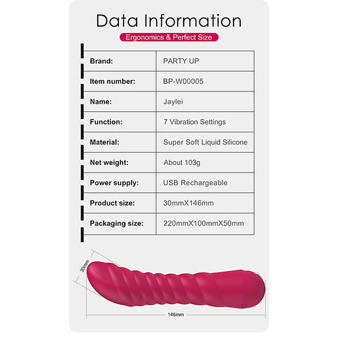 Party Up JAYLEI USB Rechargeable G Spot Vibrator Curved Design Ribbed - G-Spot Vibrators
