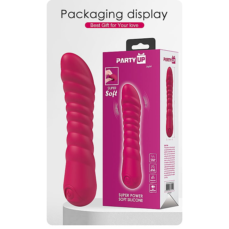 Party Up JAYLEI USB Rechargeable G Spot Vibrator Curved Design Ribbed - G-Spot Vibrators