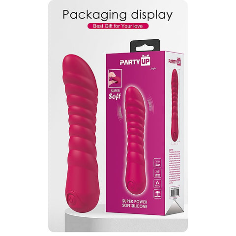 Party Up JAYLEI USB Rechargeable G Spot Vibrator Curved Design Ribbed - G-Spot Vibrators
