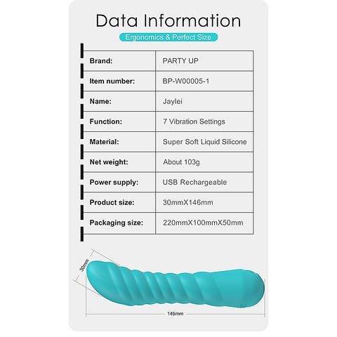 Party Up JAYLEI USB Rechargeable G Spot Vibrator Curved Design Ribbed - G-Spot Vibrators