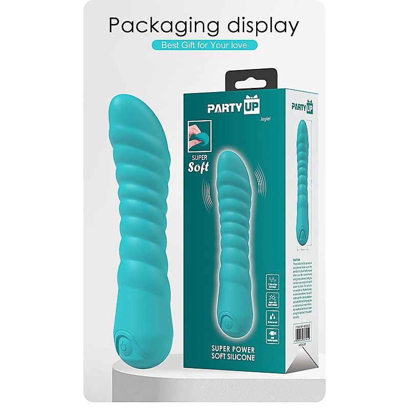 Party Up JAYLEI USB Rechargeable G Spot Vibrator Curved Design Ribbed - G-Spot Vibrators