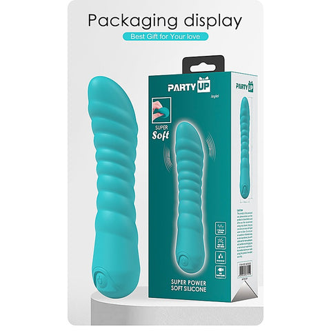 Party Up JAYLEI USB Rechargeable G Spot Vibrator Curved Design Ribbed - G-Spot Vibrators