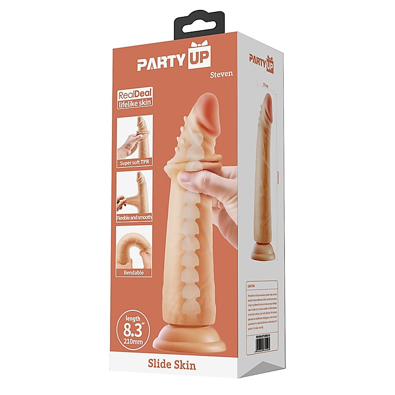 Party Up STEVEN Slide Skin Flexible Realistic Dildo with Vertebrae Core - Realistic Dildos