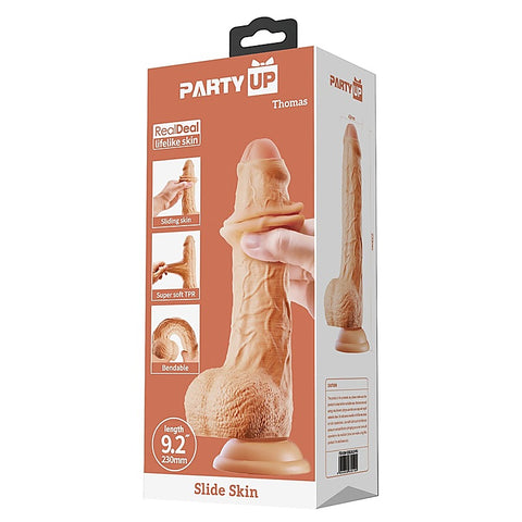 Party Up THOMAS Slide Skin Flexible Dildo with Vertebrae Core Technology - Realistic Dildos
