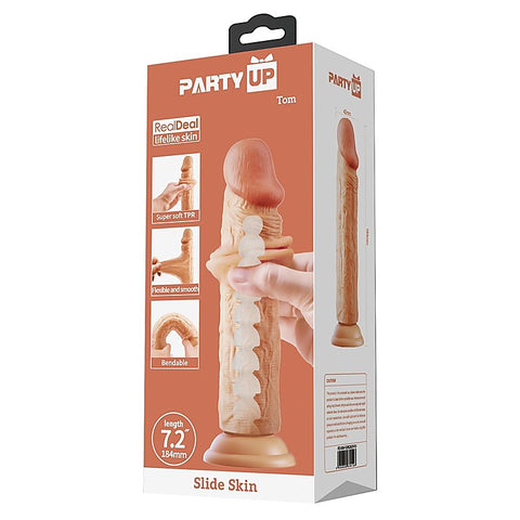 Party Up TOM Slide Skin Suction Cup Flexible Dildo with Vertebrae Core - Realistic Dildos