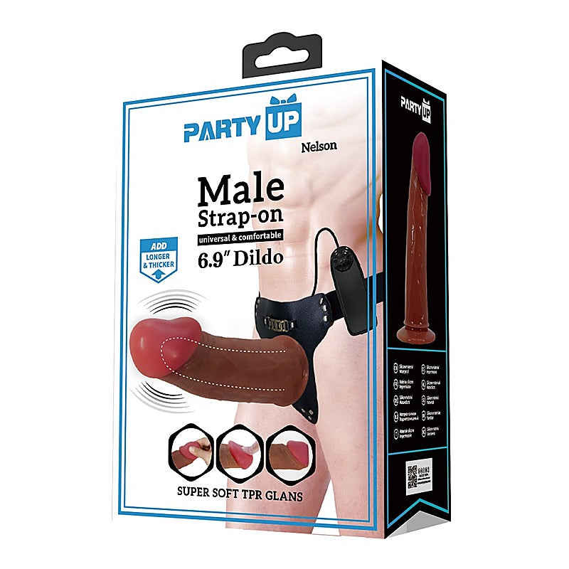 Party Up NELSON Vibrating Hollow Strap On with Multi Speed Remote Control - Strap On Sextoys