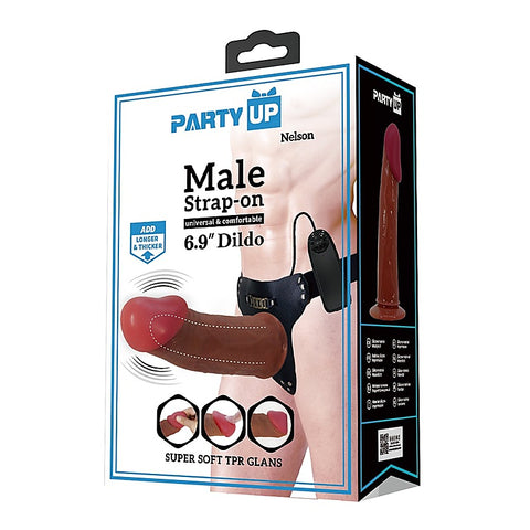 Party Up NELSON Vibrating Hollow Strap On with Multi Speed Remote Control - Strap On Sextoys