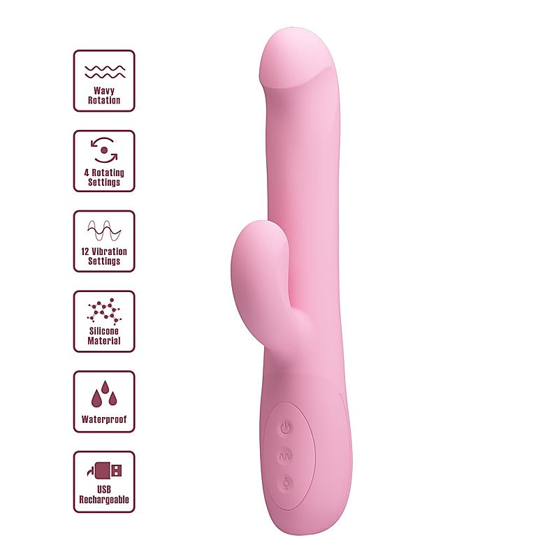 Party Up DEAN Wavy Rechargeable Rotating Rabbit Vibrator Dual Stimulation - Rabbit Vibrators