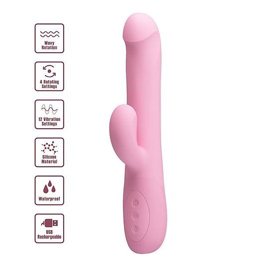 DEAN Wavy Rechargeable Rotating Rabbit Vibrator by Party Up - Rabbit Vibrators