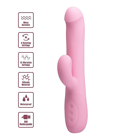 Party Up DEAN Wavy Rechargeable Rotating Rabbit Vibrator Dual Stimulation - Rabbit Vibrators