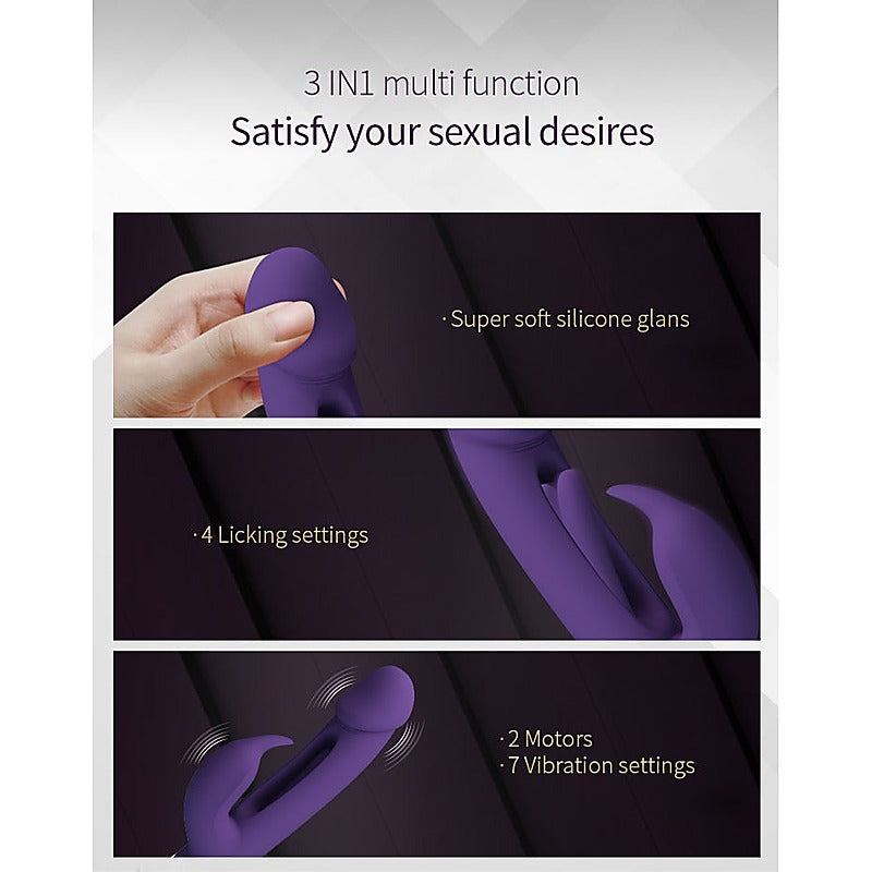 Party Up DAVID Swinging Rechargeable Rabbit Vibrator with Flicking Tongue - Rabbit Vibrators