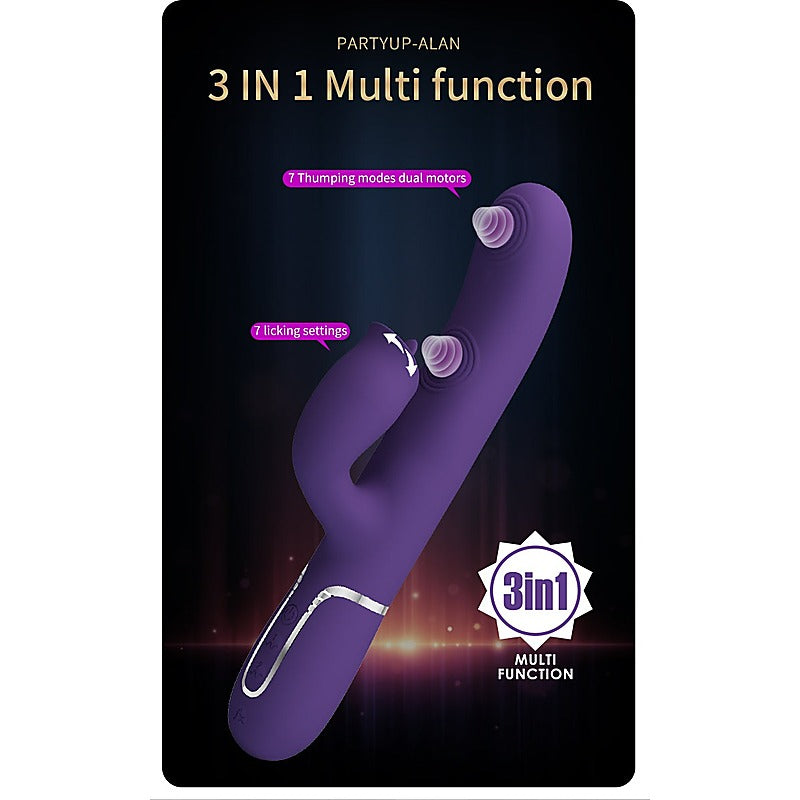 Party Up ALAN Dual Motor Vibrating Rabbit Vibrator Thumping Licking Technology - Rabbit Vibrators