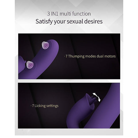 Party Up ALAN Dual Motor Vibrating Rabbit Vibrator Thumping Licking Technology - Rabbit Vibrators