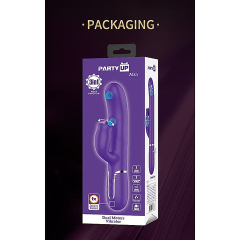 Party Up ALAN Dual Motor Vibrating Rabbit Vibrator Thumping Licking Technology - Rabbit Vibrators