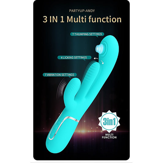 ANDY Multi Function Rabbit Vibrator by Party Up - Rabbit Vibrators