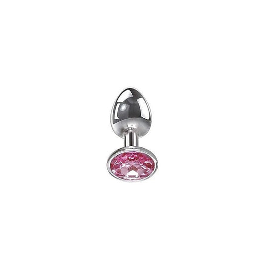 Adam & Eve Metal Butt Plug with Pink Gem Small - Butt Plugs