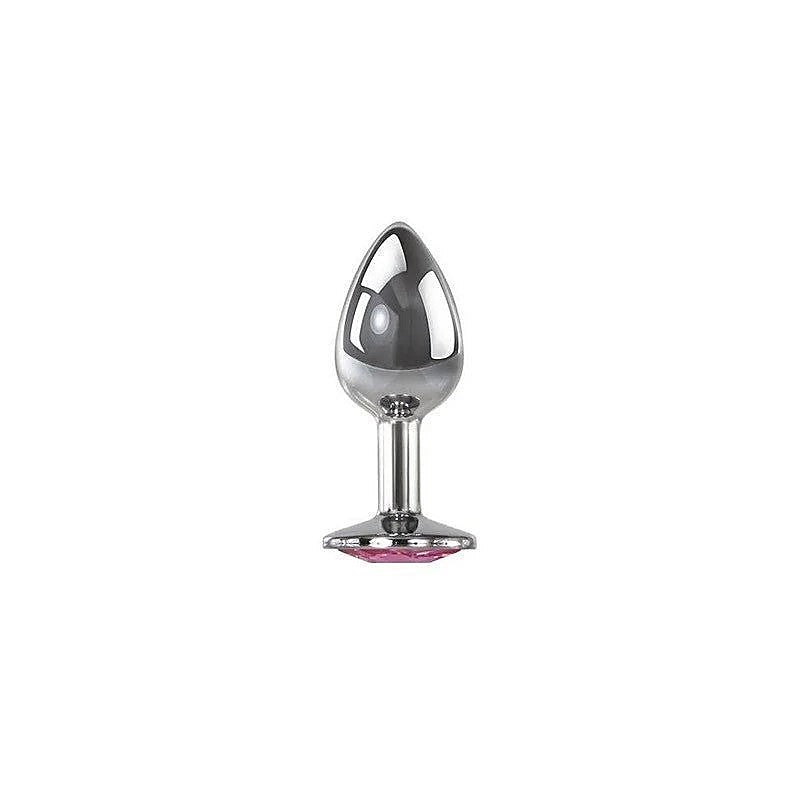 Adam & Eve Metal Butt Plug with Pink Gem Small - Butt Plugs