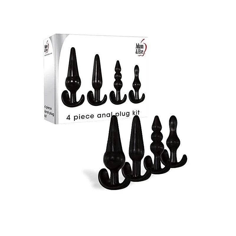 4 Piece Anal Plugs Kit Black by Adam & Eve - Butt Plugs