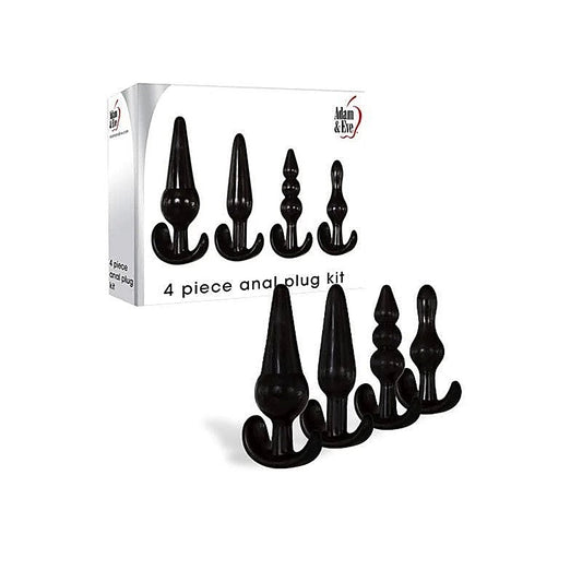 4 Piece Anal Plugs Kit Black by Adam & Eve - Butt Plugs