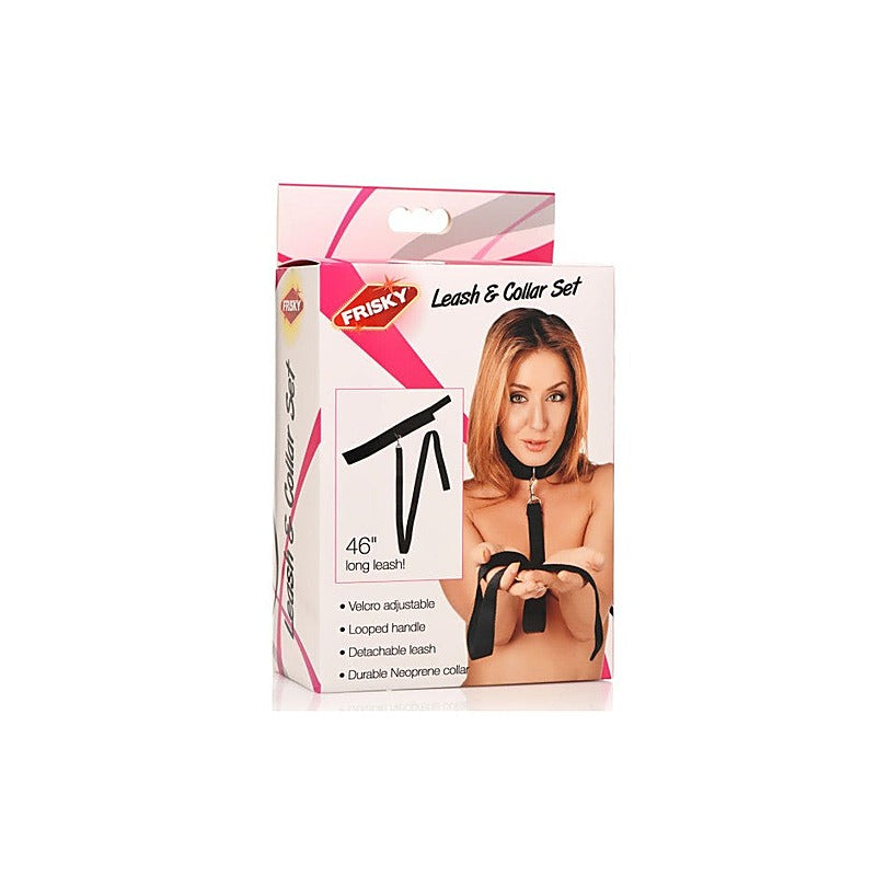 Frisky Neoprene Collar And Leash Set Black by XR Brands - Collars and Leads