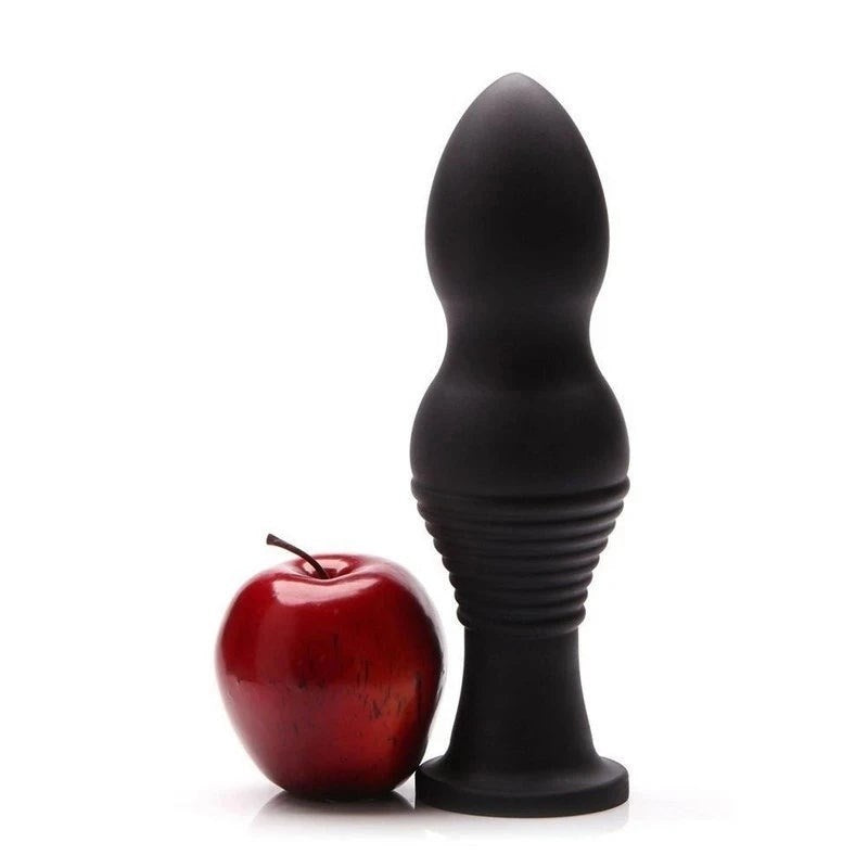 Tantus Piggy Anal Plug Black Premium Silicone with Curly Tail Design - - Butt Plugs