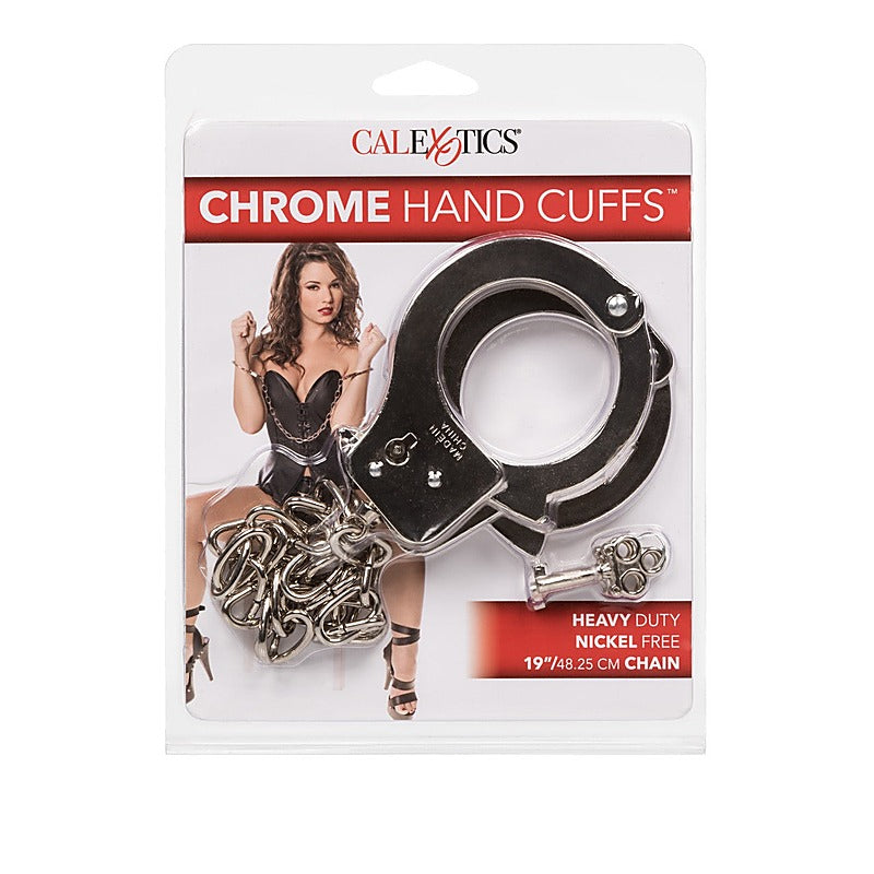 BDSM Play Chrome Hand Cuffs by California Exotics - Cuffs And Restraints