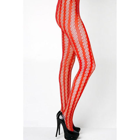 Killer Legs Stella Elyse Coiled Lines Fishnet Tights - Fishnet and Thigh Highs