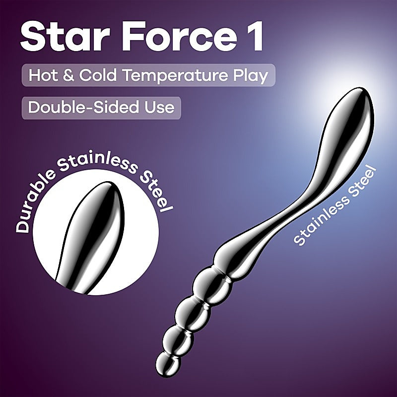 Star Force 1 Curved Metal Dildo by Satisfyer - Steel Sex Toys