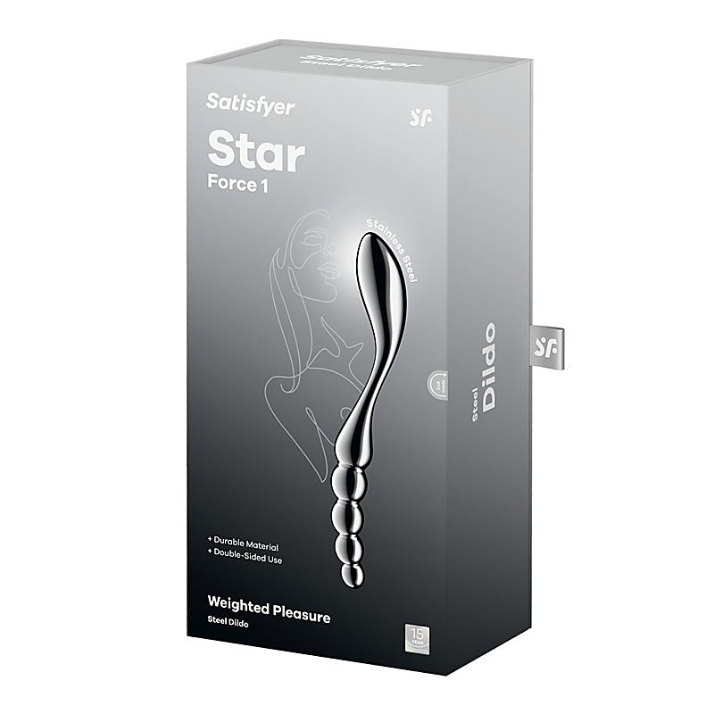 Star Force 1 Curved Metal Dildo by Satisfyer - Steel Sex Toys