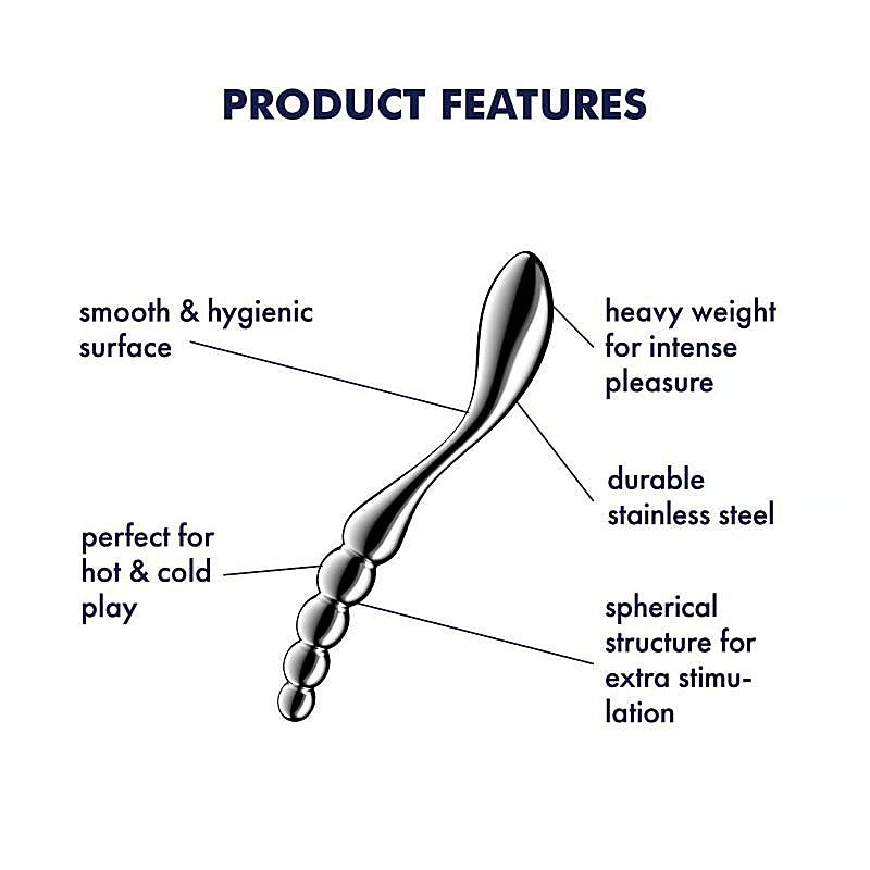 Star Force 1 Curved Metal Dildo by Satisfyer - Steel Sex Toys