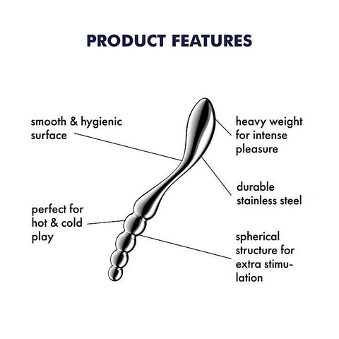 Star Force 1 Curved Metal Dildo by Satisfyer - Steel Sex Toys