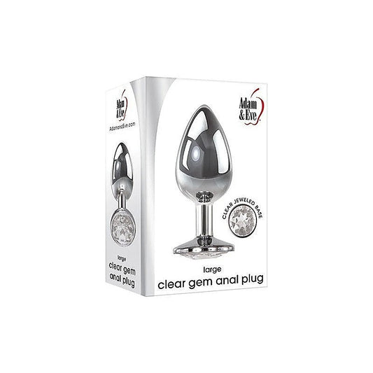 Clear Gem Base Metal Anal Plug Medium by Adam & Eve - Butt Plugs