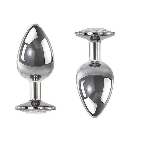 Clear Gem Base Metal Anal Plug Medium by Adam & Eve - Butt Plugs