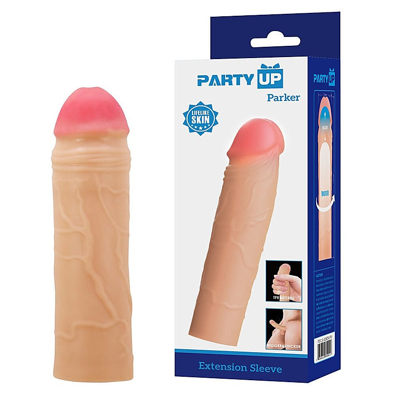 Party Up PARKER 2 Inch Penis Extender Sleeve with Ultra Realistic TPR - Penis Sleeves and Extenders
