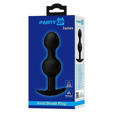 Party Up JAMES Beaded Silicone Butt Plug with Internal Shaking Weight - Butt Plugs