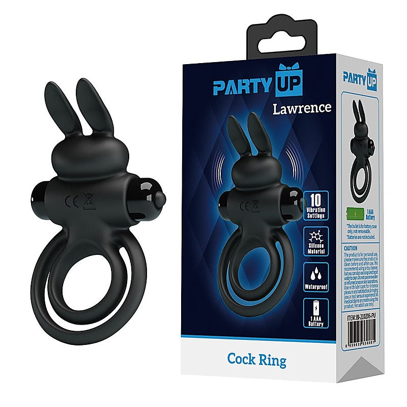Party Up LAWRENCE Vibrating Cock & Balls Ring with 10 Vibration Patterns - Vibrating Cock Rings