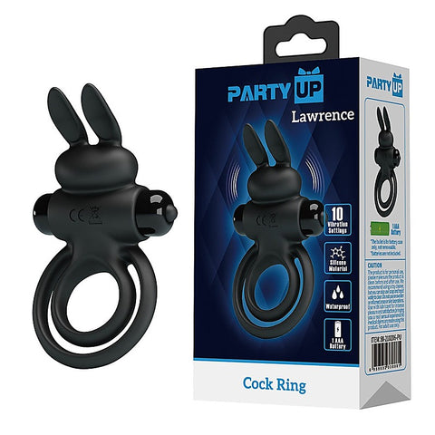 Party Up LAWRENCE Vibrating Cock & Balls Ring with 10 Vibration Patterns - Vibrating Cock Rings