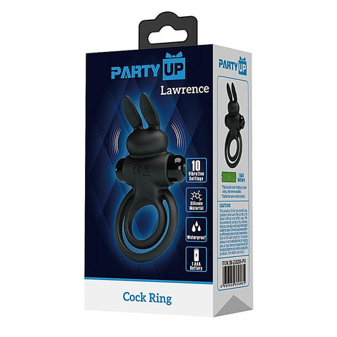 Party Up LAWRENCE Vibrating Cock & Balls Ring with 10 Vibration Patterns - Vibrating Cock Rings