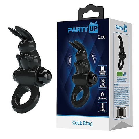 Party Up LEO Male Pleasure Vibrating Cock Ring with Rabbit Ears - Vibrating Cock Rings