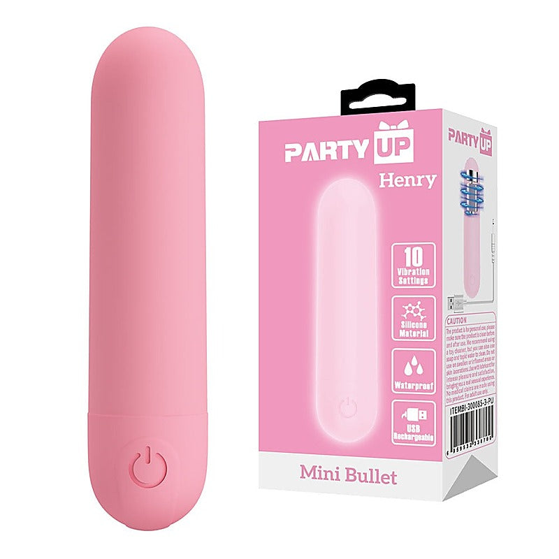 Party Up HENRY USB Rechargeable Mini Bullet Vibrator Waterproof Design - Bullet Vibrators